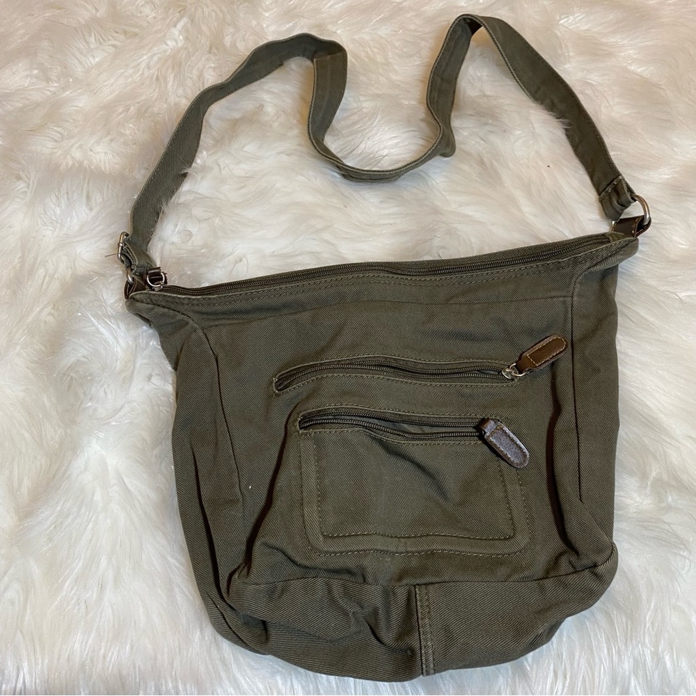 Olive Green Canvas Crossbody Bag